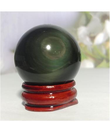 Natural Sphere Rainbow Cat Eye Black Obsidian Crystal Ball Natural Quartz Gemstone Gift Stone Home Decoration 1pc (Color : 65-75g) - Buy Online on GoSupps.com