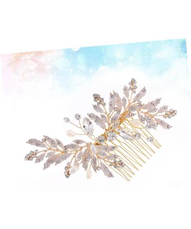 Beaupretty Comb Leaf Hair Pins Bridal Bride Hair Clip Pearl Hair Clip Clear Crystal Hairpin Pearl Hair Pin Gold Tiara Bride Veil Clip Rhinestone Hairpin Pearl Tiara Rhinestones Accessories - Buy Online on GoSupps.com