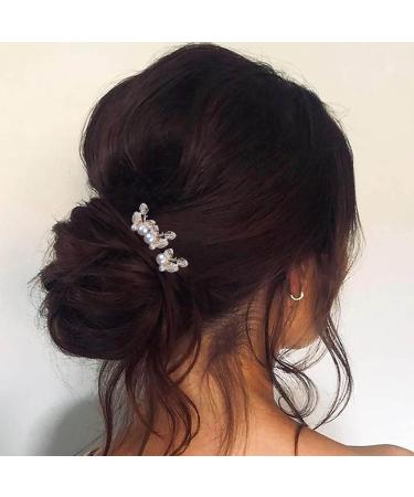 Inilbran Pearl Wedding Hairpins Vintage Pearl Leaf Hair Pins Clip Gold Pearl Hair Pin Barrette Leaf Pearl Bride Hairpiece Decorative Hair Accessories for Women and Girls Hair Headdress(Style A) - Buy Online on GoSupps.com