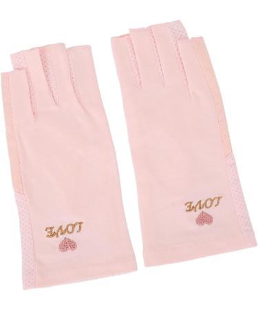 Gel Manicure Gloves | UV Protection Fingerless Hand Skin Cover | Pink Cotton Nail Lamp Gloves for Home Salon - Buy Online on GoSupps.com