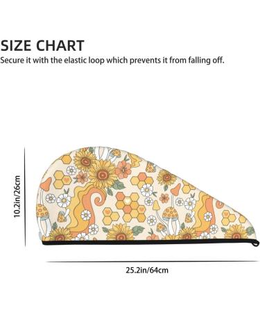 Groovy Hippie Flower Mushrooms Hair Towel - Super Absorbent Coral Velvet Quick Dry Wrap for Long Curly & Thick Hair - Buy Online on GoSupps.com