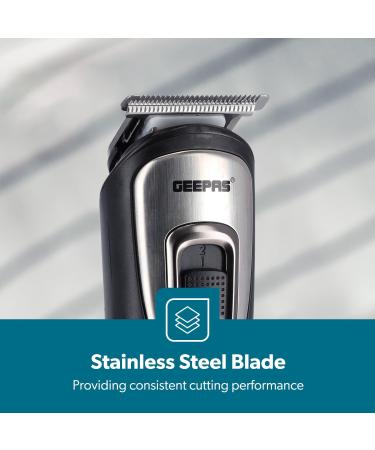 Geepas 11-in-1 Rechargeable Multi Grooming Kit Ultimate Grooming Trimmer Set for Beard & Hair Clipper - Nose/Ear Trimmer Shaver Precision Trimmer 4 Combs and Hair Clipper - 2 Years Warranty - Buy Online on GoSupps.com