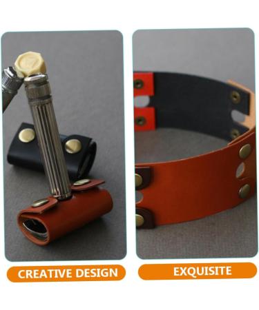 Stahad Portable Leather Shaving Bag - Travel Razor Cover & Shaver Shell - 2 Pieces Brown Synthetic Leather 8.5x4.5cm - Buy Online on GoSupps.com