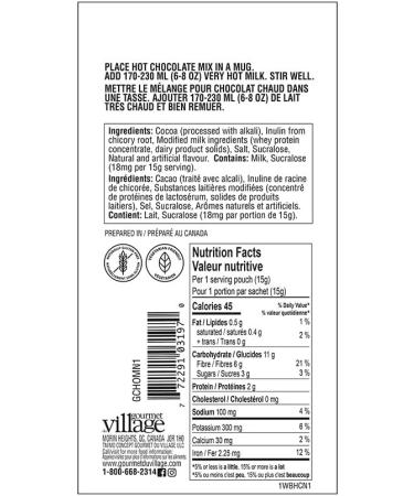 Gourmet du Village Hot Chocolate No Sugar Added Double Truffle 15 Grams - Buy Online on GoSupps.com