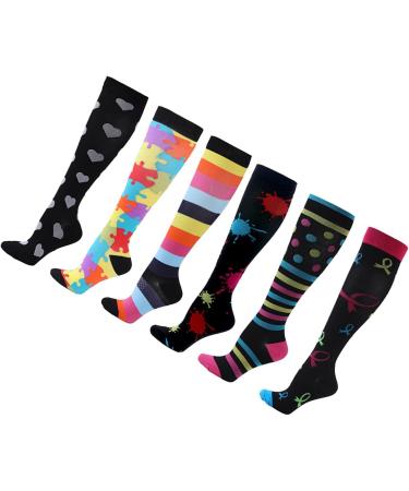 Shop Compression Stockings for Men & Women | Funny Patterns | 6 Pairs for Athletes Running Cycling & Travel - Buy Online on GoSupps.com