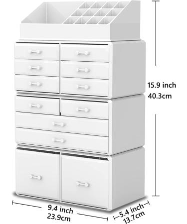 Readaeer 12-Drawer Makeup Organizer Storage Case - White - Buy Online on GoSupps.com