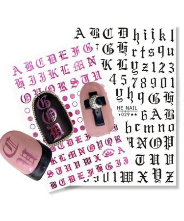 EBANKU Nail Letter Stickers - 10 Sheets Self-Adhesive Alphabet Decals in 5 Colors for Gel Nails - Nail Art Stickers with Old English Words - Buy Online on GoSupps.com