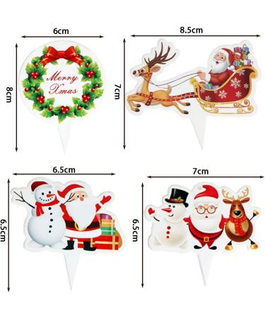 GULELAYAR 90PCS Christmas Cupcake Toppers Santa Claus Tree Snowman Cake Topper DIY Cake Insert Topper Christmas Toothpick Flags Cake Decorations for Christmas Party Holiday Supplies - Buy Online on GoSupps.com