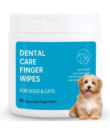 Lingettes Pour le nettoyage des dents de Chien - 50 lingettes de soins dentaires Pour chiens Chats - Nettoyage des dents rafra chit l'haleine r duit la Plaque et le tartre