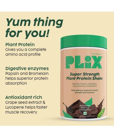 PL IX Plant FIX Strength Vegan Protein Powder - 1 KG Chocolate | 25g Pea & Brown Rice Protein | No Added Sugar Gluten Free International Shipping - Buy Online on GoSupps.com