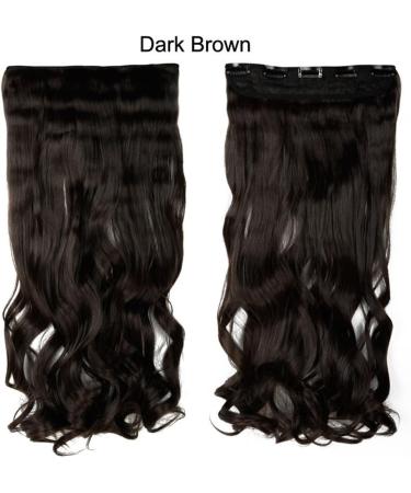 Clip In Hair Extensions One Piece Curly - 29" Inch Dark Brown - 3/4 Full Head Hairpieces Wavy 5 Clips For Ladies - Buy Online on GoSupps.com