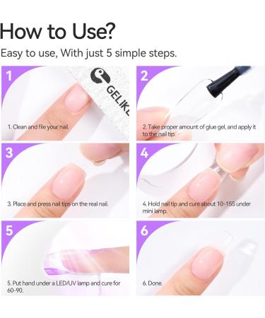 Gel Nail Glue 6 in 1 - Gelike ec UV Nails Glue Base Coat Strong Adhesive for Nail Tips False Nails Acrylic Tips Press on Nails Gel Nail Polish 1.0-Clear 8ml - Buy Online on GoSupps.com