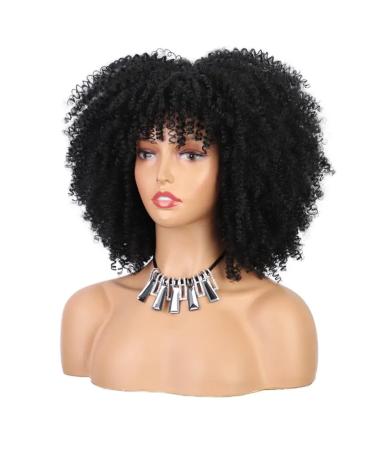 Buy Short Curly Afro Wig for Black Women - Kinked Synthetic Hair Heat-Resistant Full Wig with Ponytail in Blonde & Black - Buy Online on GoSupps.com