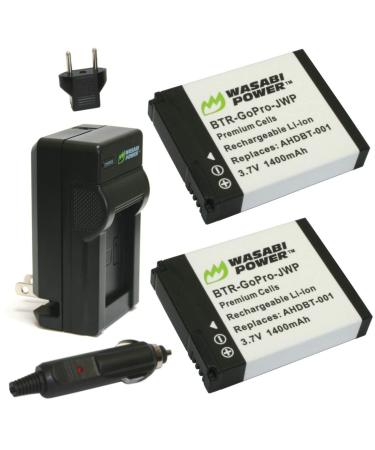 Wasabi Power Battery (2-Pack) and Charger for GoPro HD HERO2, GoPro Original HD HERO (2010 model) and GoPro AHDBT-001, AHDBT-002