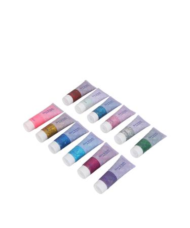 Body Glitter Gel 12 Colors Face Sequin Chunky Glitter Sparkling Holographic Gel Cosmetic Powder Festival Makeup for Eye Lip Hair Nails Festival Accessories Halloween