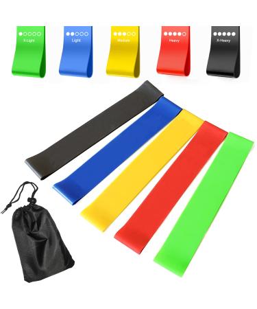 Fitness straps Theraband 5er Set Terra Band Gymnaschband Terraband Unisex Training band with a carrying bag & exercise instructions for muscle building yoga pilates physiotherapy training at home fitness band