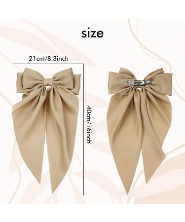 Cinaci 8 Pieces Silky Satin Big Hair Bows for Women Girls Teens Fancy Long Tail Bow Hair Clips French Hair Barrettes Hair Accessories - Buy Online on GoSupps.com