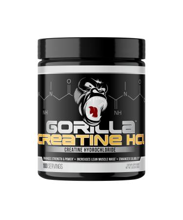 Gorilla Mind CON-CR T Creatine HCl W/Pepsin, Unflavored | GI-Friendly Alternative | Muscle Size, Power Output, Strength, Brain Health & Performance | Convenient 2.5 Grams per Serving, 100 Servings