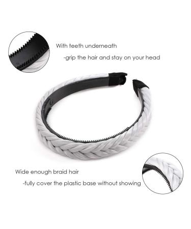 Braided Headband With Teeth Fishtail Braid Hairband - Synthetic Hair Hoop Extension for Women - Silver Gray - 48g - Buy Online on GoSupps.com