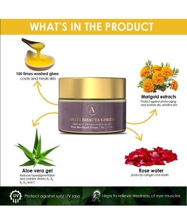 Adhyay Shata Dhauta Ghrita Skin Cream - Nourishing Ayurvedic Moisturizer with Cow Ghee & Marigold | 40gm International Shipping - Buy Online on GoSupps.com