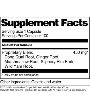Marshmallow Ginger Wild Yam and More Formula - 450 mg (100 Capsules ZIN: 512498) - 3 Pack - Buy Online on GoSupps.com