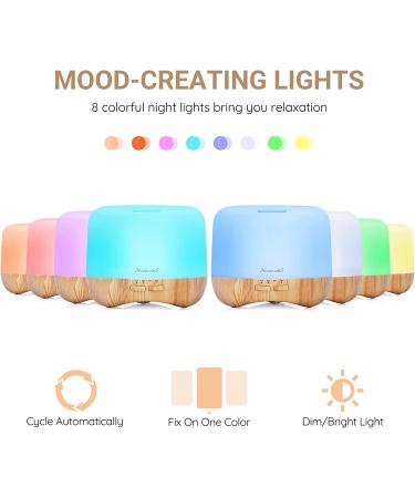 Homeweeks 300ml Essential Oil Diffuser with Remote Control Timer | Wood Grain Ultrasonic Aromatherapy Mist Diffuser | 7 Colors Light for Bedroom - Buy Online on GoSupps.com