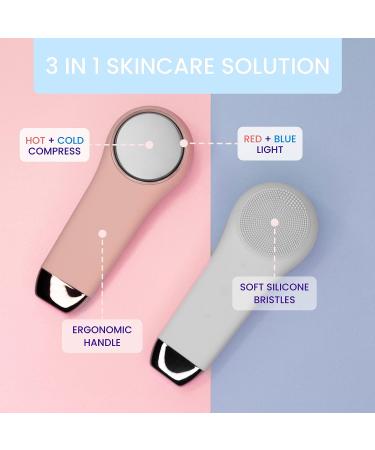 Clarity Revive 3-in-1 Facial Cleansing Brush with Heat & Cold Compress - Blush Pink - Buy Online on GoSupps.com