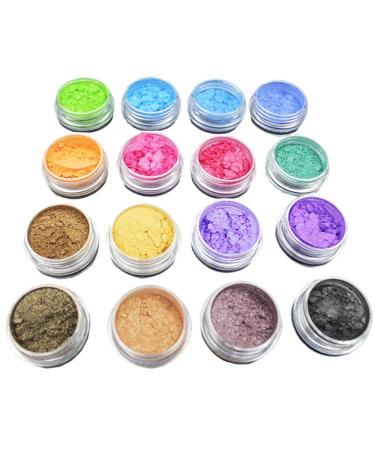 16pcs Mica Powder Makeup Cosmetic Pigment for DIY Eyeshadow Bath Bombs Soap Making Random Color