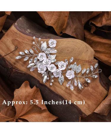 Latious Silver Flower Wedding Hair Vine - Bridal Hair Piece with Rhinestones for Women and Girls - Buy Online on GoSupps.com