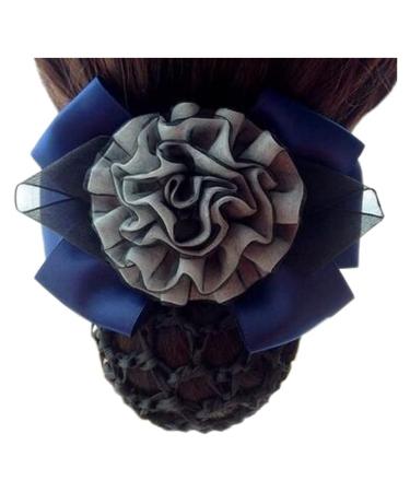 Bowknot Snood Net Net Hair Clip Net Hair Clip Barrette Hairnet Ladies Elastic Bun Bow Barrette Hair Snood Net Barrette Clip for Office Nurse Banks Restaurant Navy Blue K06