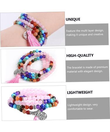 TENDYCOCO 1pc 108 Pink Crystal Bracelet Retro Chakra Mothers Day Jewelry Creative Bracelet Bohemian Feng Shui Beaded Friendship Bracelets Diamond Women's Unique Natural Stone Accessories - Buy Online on GoSupps.com