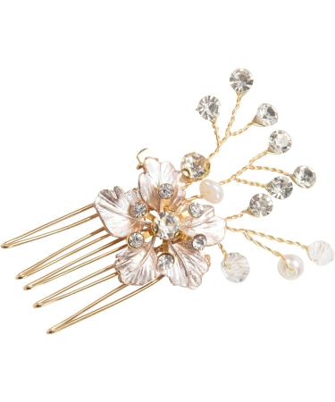Tlily Hair Jewelry Gold Women Crystal Comb Bride Hair Accessories Handmade Wedding Flower Hair Comb Headdress - Buy Online on GoSupps.com