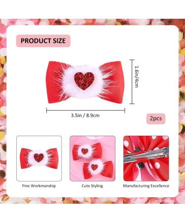 Hair Bow Clip for Women and Girls Baby Hair Clips Valentine's Day Decorative Hair Styling Accessories Girls Fabric Hair Bow Knot Hair Clip Hair Clips Women with Plush Ball 2 Pieces - Buy Online on GoSupps.com