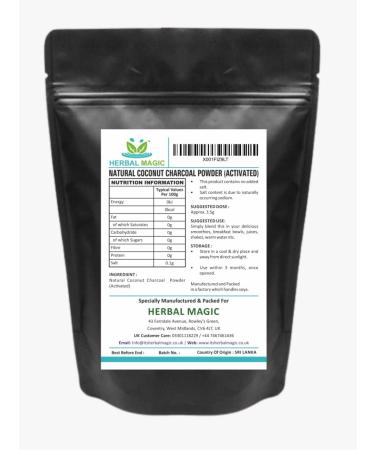 Herbal Magic Activated Coconut Charcoal Powder- 100g Pack- UKAS Lab Tested Detox & Skin Care - Buy Online on GoSupps.com