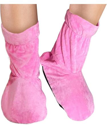Doctor Developed Copper Infused Foot Compression Sleeves/Plantar Fasciitis Socks PAIR and Doctor Written Handbook Heated Booties (Pink)