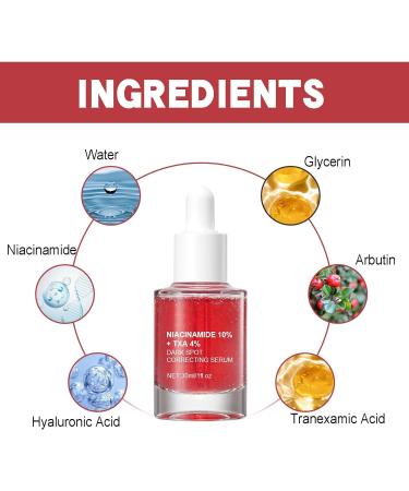  2Pcs Dark Spot Correcting Serum 10% Niacinamide+ 4% Tranexamic Acid Serum Ceramide Hyaluronic Acid Vitamin B12 natural color for Sensitive skin Fragrance-Free For Women Skin Care Serum 30ml/1fl.oz - Buy Online on GoSupps.com