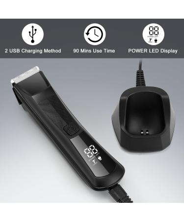 Men's Body Hair Trimmer - IPX7 Waterproof, LED Light, Power Display, Replaceable Ceramic Blades - Buy Online on GoSupps.com