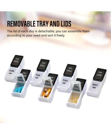 Weekly Pill Organizer - 7-Day Detachable Pill Box for Vitamins Fish Oil & Medications - Travel Friendly Black & White Design - Buy Online on GoSupps.com