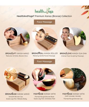 HealthAndYoga BronzLift Kansa Wand - Ayurvedic Face Yoga Tool for Toning Sculpting & Uplifting | Dual Bronze Cap Massage for Facial Neck & Under-eye - Buy Online on GoSupps.com