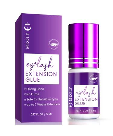 Strong Hold Lash Extension Glue for Sensitive Eyes  No Fume 6-7 Weeks Retention Eyelash Glue for Lash Extensions  Extra Strong Professional & Individual Lash Glue