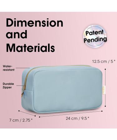 Wandering Nature Eco Vegan Leather Makeup Bag for Women - Small Cosmetic Travel Pouch with Slip-in Pockets in Blue - Buy Online on GoSupps.com