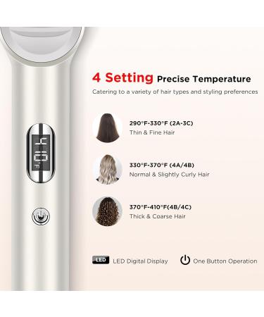 Prizm Hair Straightener Brush - Fast Heating 20s Anti-Scald Comb Negative Ions 4 Temp Settings LED Display Dual Voltage - Perfect for Home Salon (Champagne Silver - Buy Online on GoSupps.com