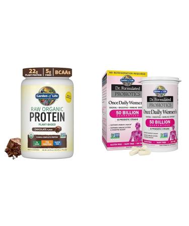 Garden of Life Vegan Protein Powder - 22g Raw Plant Protein BCAAs Probiotics & Digestive Enzymes & Dr. Formulated Women's Probiotics Once Daily 16 Strains 50 Billion 30 Count