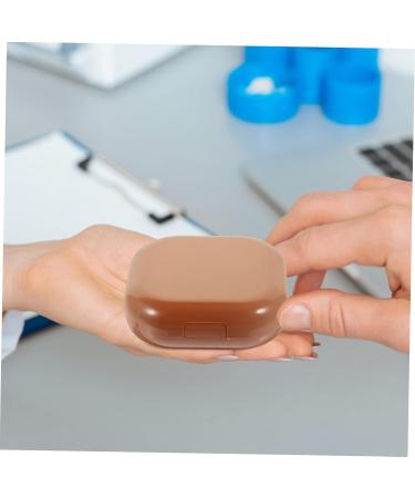 Buy Homsfou 2-in-1 Contact Lens & Makeup Mirror Case - Travel Cosmetic Box - Brown ABS Compact & Stylish - 7.3x7.3x2.6cm - Buy Online on GoSupps.com