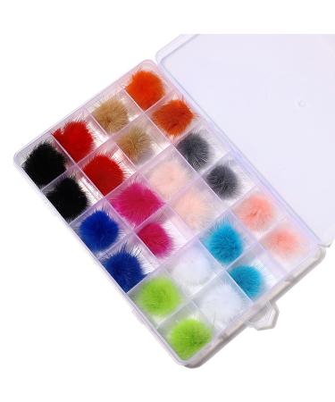 Yzzseven 24PCS Cute Magnetic Nail Poms Mink Fleece Detachable 3D Nail Fluffy DIY Magnetic Fluffy Ball Suit Removable Decorations Soft Plush Ball for Nail Art DIY(12 Colors)