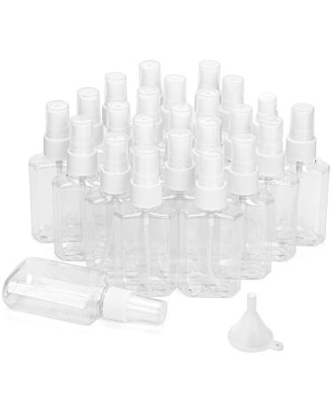 HULISEN 24 Pcs Spray Bottles 2oz / 60ml Small Empty Plastic Travel Bottle Set, Fine Mist Spray Bottle for Baby Shower, Refillable Liquid Containers with 1 funnel, Leak-proof Cap Lid