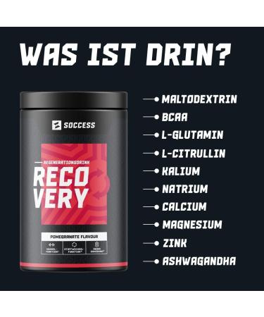Recovery Regeneration Drink for Athletes | Post Workout Sports Drink with BCAA Glutamine Amino Acids Electrolytes & Minerals - 20 Portions - Pomegranate Flavor - Buy Online on GoSupps.com