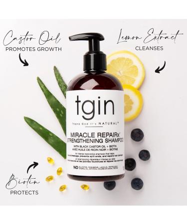 tgin Miracle RepaiRx Strengthening Shampoo with Black Castor Oil and Biotin - 13 Oz - Buy Online on GoSupps.com