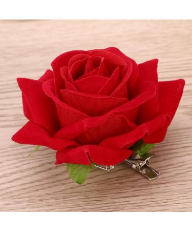 VALICLUD 2 1 rose hair clips for women multicolor rose hair clip Floral Brooch Pin flower hair accessories rose flower hair gold brooch Large metal rose party supplies bridegroom Red - Buy Online on GoSupps.com