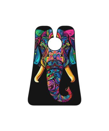 vibrant and colorful elephant Print Beard Bib Apron Non-Stick Beard Men's Hair Catcher for Shaving Gifts for Men. One Size Black1